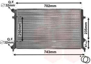 Radiador para Audi A3 2003 y A3 2005, Seat LEON 2005 y Volkswagen GOLF VI 2008